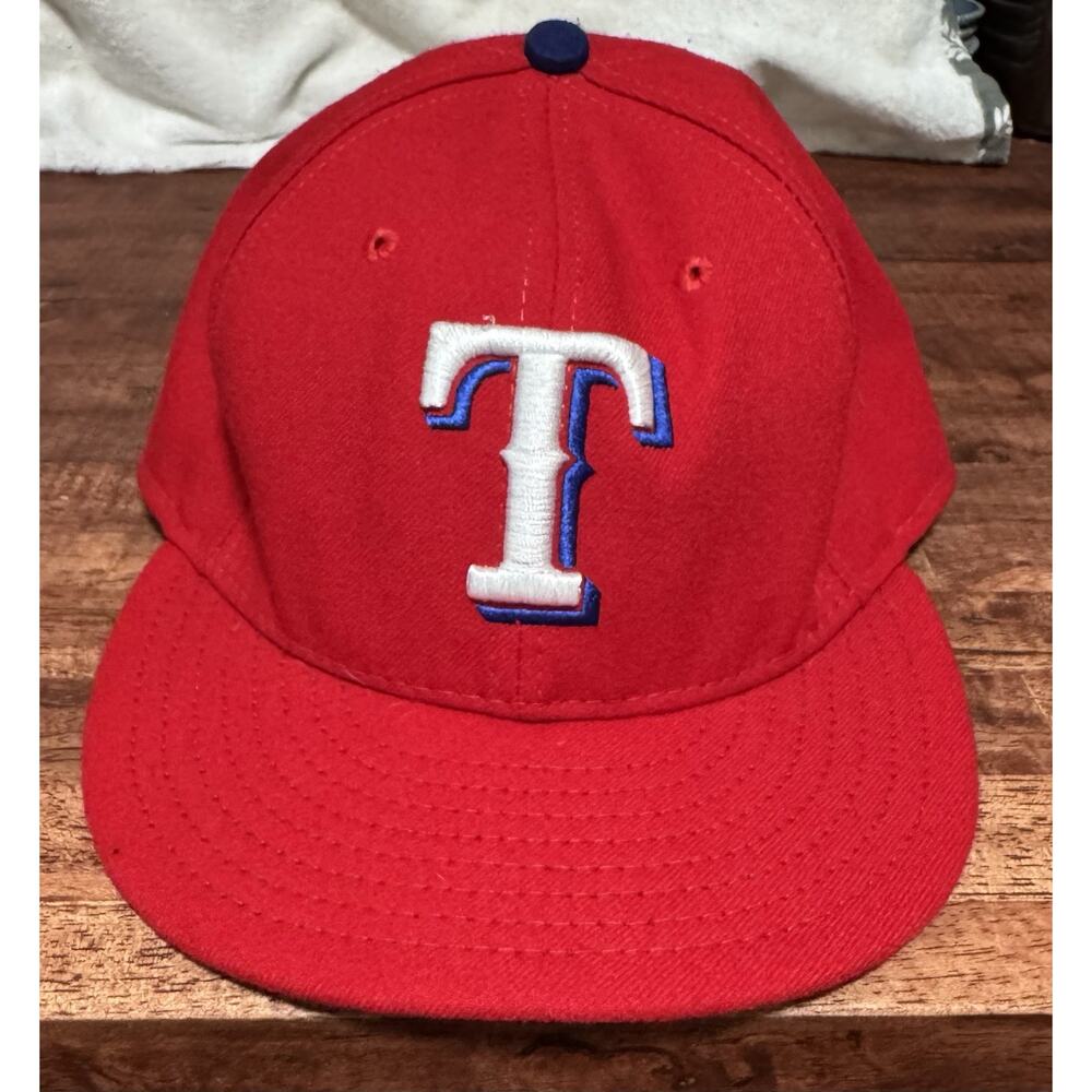 Texas Rangers Hat Made In USA 7 1/8 Red White MLB Baseball New Era 59Fifty